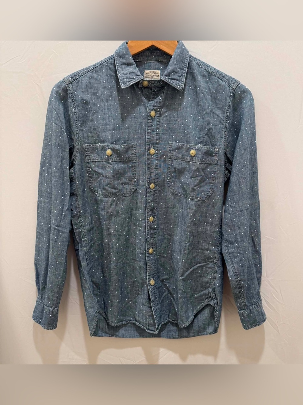 J. Crew Women Blue Chambray Dot Workshirt XS